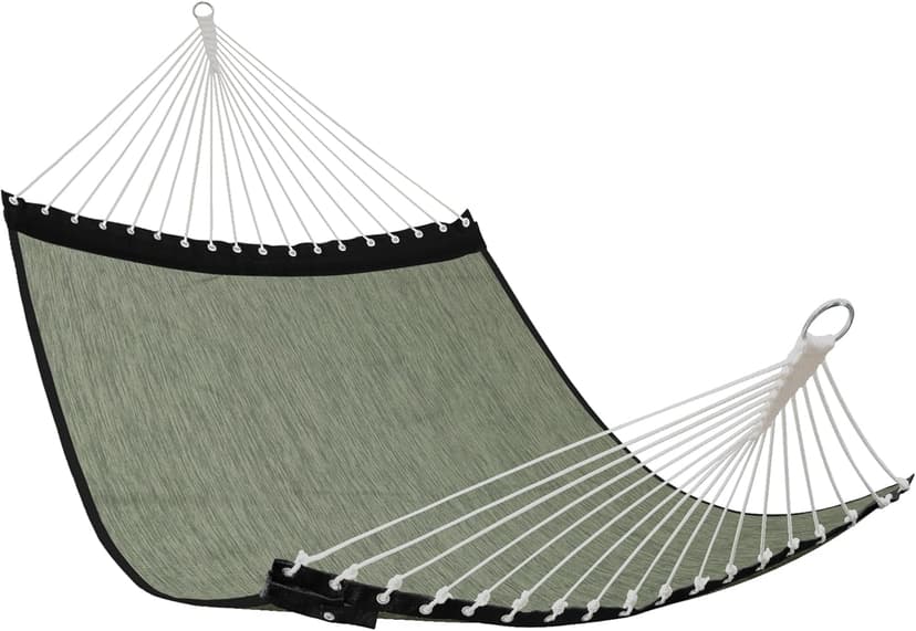 Patio Watcher 13 FT Quick Dry Olefin Hammock - Outdoor Double Hammock with Metal Curved Spreader Bars - 450 lbs Capacity - Dark Green