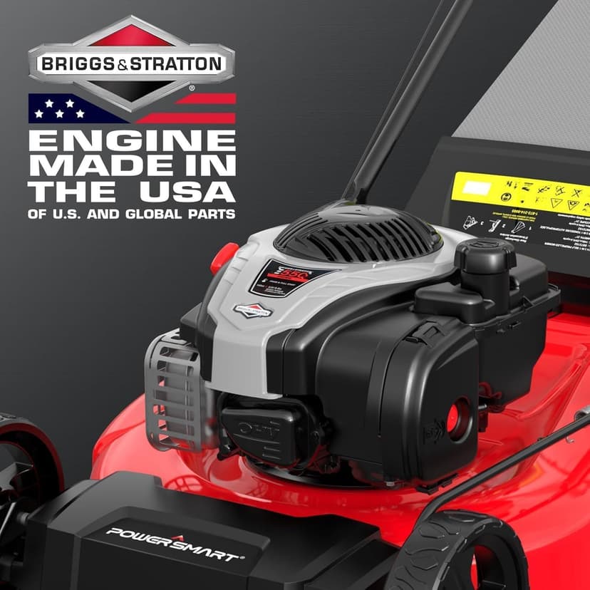 PowerSmart 21-Inch Gas Self-Propelled Lawn Mower, 140cc 4-Stroke B&S Engine, 3-in-1 Function (Mulching, Bagging, Rear Discharge), 6 Height Settings, 10" Rear Wheels, 1.4 Bushel Grass Bag
