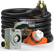 50 Amp Generator Cord and Pre-Drilled Power Inlet Box, 15FT Heavy Duty NEMA 14-50P to SS2-50R Extension Cord Twist Locking with Inlet Box, 125/250V, 12500W, ETL Listed for Outdoor Emergency Kit