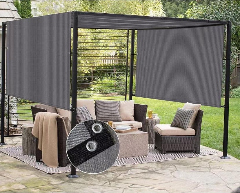 FAIR WIND Shade Cloth 90% Sun Shade Fabric Privacy Screen Shade Cover Patio Canopy with Grommets Shade Net for Garden Outdoor Pergola 6 x 6 FT - Grey