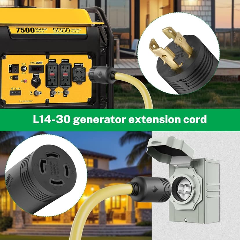 FIRMERST Generator Extension Cord 30 amp Twist Lock Plug 12 Feet, NEMA L14-30P to L14-30R