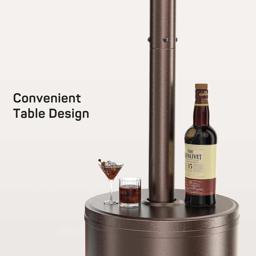 Propane Heater, 48,000 BTU Outdoor Heaters for Patio with Auto-off Safety Protection System, Double-Layer Stainless Steel with Wheels for Backyard, Deck, Garden, Porch