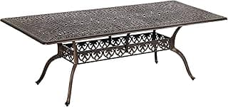 Grepatio Patio Dining Table - Outdoor Cast Aluminum Large Rectangular Table Weather-Resistant Table with 2" Umbrella Hole, People Party Lawn Backyard Garden Bronze, Blak 86.6"(L) x 59"(W) x 28.4"(H)