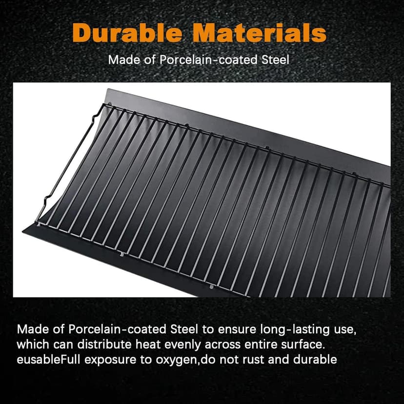 Uniflasy 20 Inches Ash Pan/Ash Grate for Chargriller 5050, 5072, 5650, 2123, 2223, 2823 Charcoal Grills, Char-Griller Model 200157, Chargriller Replacement Part with 2pcs Fire Grate Hanger