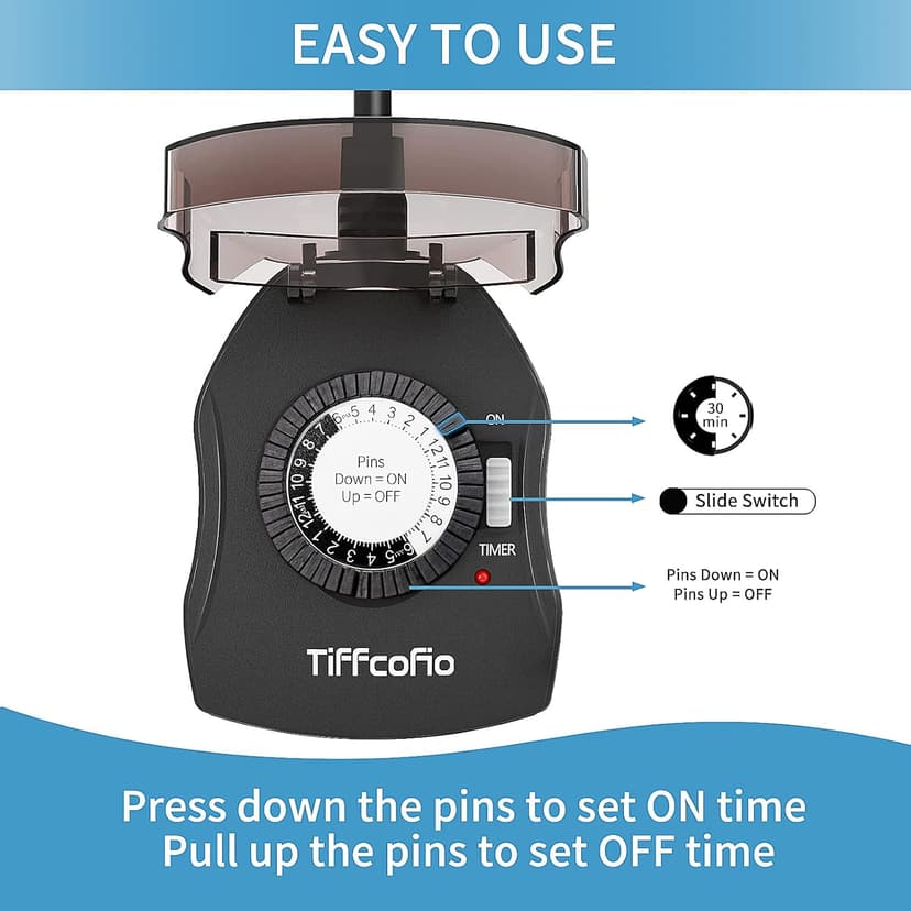TiFFCOFiO Outdoor Timers Waterproof, 24 Hour Mechanical Outdoor Timer for Lights, Outdoor Outlet Timer, 2 Grounded Outlets for Yard and Garden, 15A 1/2HP, CSA Listed, 2 Pack