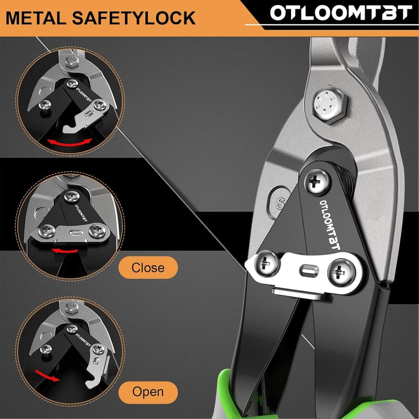 10 Inch Aviation Tin Snips - Heavy Duty Metal Cutting Shears with Safety Lock, Industrial Strength for Straight & Curved Cuts - Ideal for Sheet Metal, Copper, Metalworkers & Craftsmen