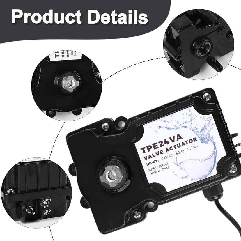 TPE24 VA Valve Actuator Replacement, 24-Volt Valve Actuator Control, Valve Actuator, for Use with Hayward/Jandy/Compool Valves, Suitable for Pool/Spa