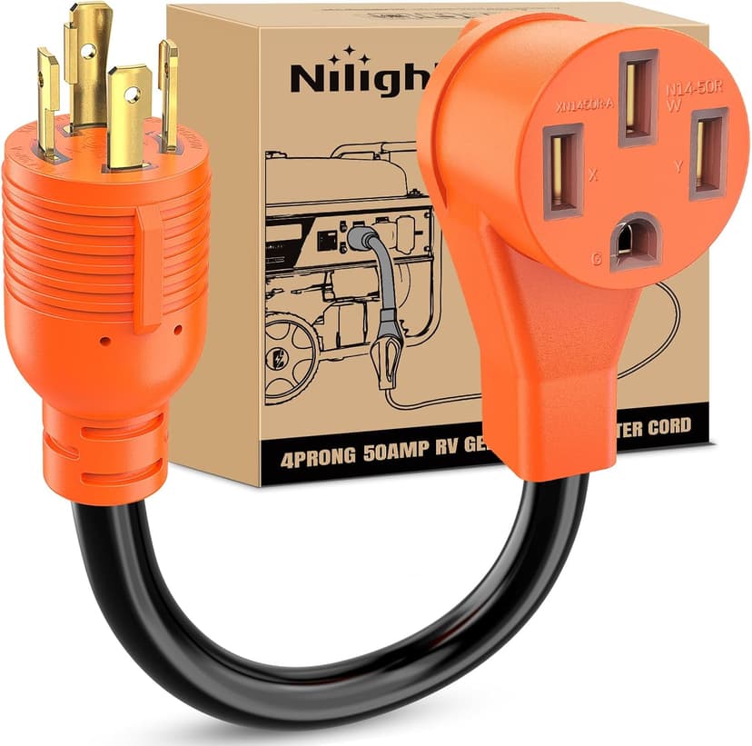Nilight RV Generator Adapter Cord 30Amp to 50Amp 4 Prong Pure Copper Heavy Duty Twist Lock Male Plug10 Gauge Wire L14-30P to 14-50R 30M/50F for RVs Camper Caravan Van Trailer