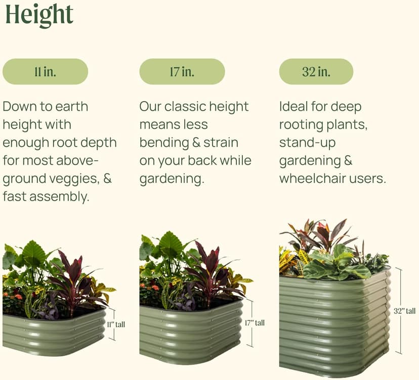 Vego garden Raised Garden Bed Kit, 17" Tall 4 in 1 Modular Metal Raised Garden Beds Kit, Metal Planter Box for Vegetables, Flowers, Herbs, Terra Cotta