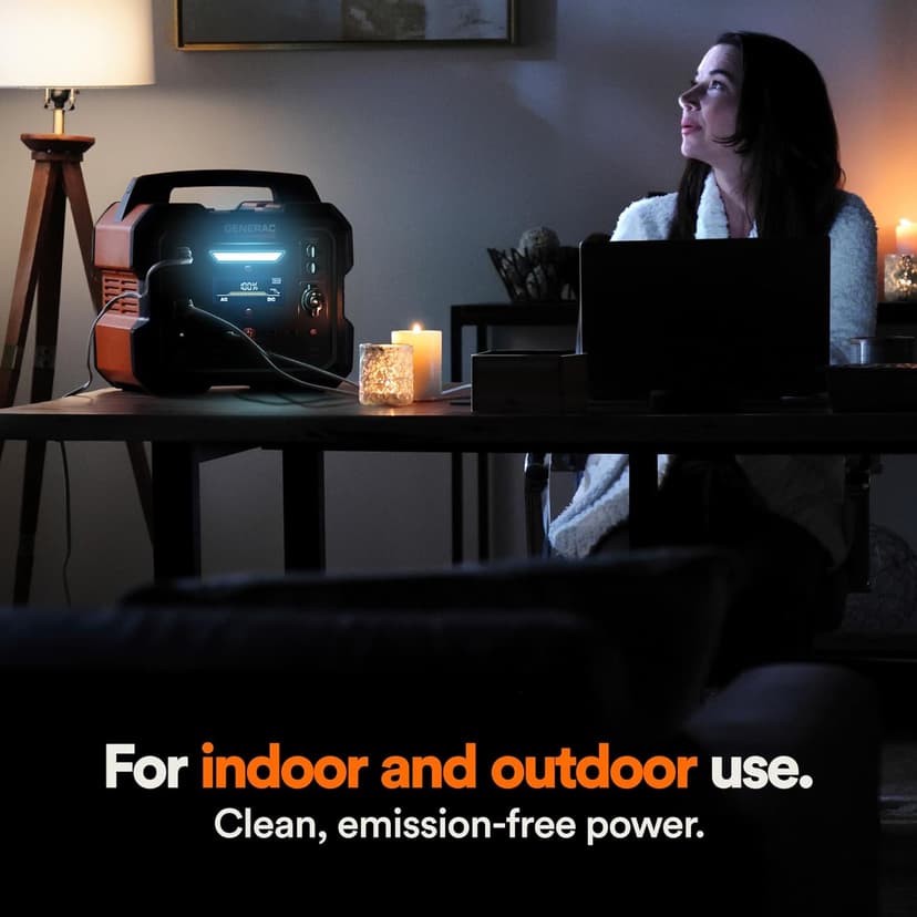 Generac 2106Wh Portable Power Station with Lithium-Ion Battery - Clean, Emission-Free Power - Wirless Charging Pad and Compact Design - Camping, RV, Indoor/Outdoor Use - Orange/Black
