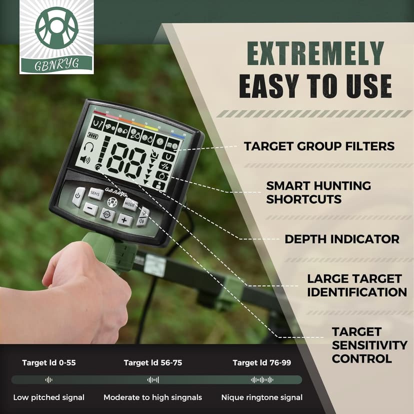 Professional Metal Detector for Adults,12" IP68 Waterproof Search Coil with LCD Backlight,5 Modes Gold Detector,Advanced DSP Chip&High Accuracy System for Beach/Gold Hunting