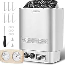 Mxmoonant Sauna Heater, 6KW 220V Electric Sauna Heaters Stove Dry Steam Sauna Bath for Home Hotel Spa Max. 300 Cu.ft with Sauna Hygrothermograph
