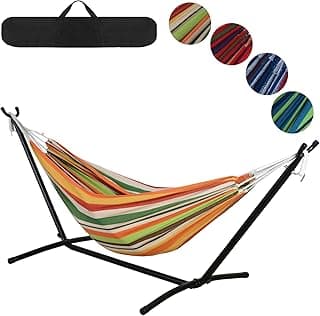Hammock with Stand for Outside,Easy Assembly Free Standing, Portable Hammock with Carrying Bag for Indoor Outdoor Balcony Backyard, 330 lb Capacity, Orange