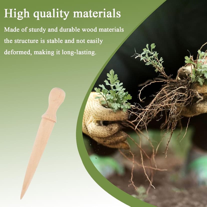 Wooden Hand Dibber, Ergonomic Sow Dibber Hole Punch, 5.79x0.79 inches, Scientific Gardening Excavation Tool for Planting, Yard, Balcony, Nursery, Seedling Transplanting