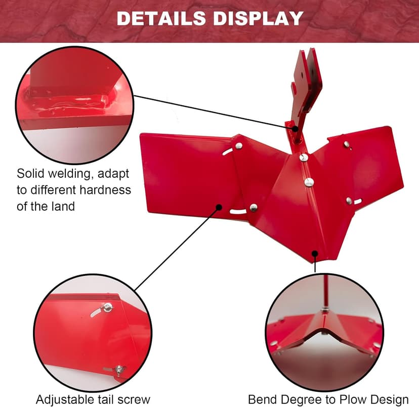 15683 Hiller-Furrower Kit for Rear Tine Tillers,Compatible with Earthquake Rear Tine Rototillers,Adjustable Wing, Three Kinds of Connection,Easy to Install,Red.