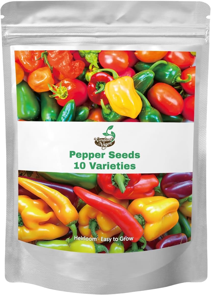600+ Pepper Seeds, Heirloom Vegetable Seed for Planting Indoor Outdoor, 10 Varieties Hot and Bell Pepper (Capsicum Annuum) Seeds Garden Kit, Non-GMO Home Fresh Food Hydroponic Veggie Supply