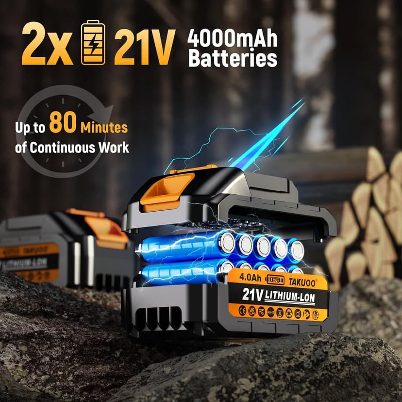 2-IN-1 Cordless 8 Inch Pole Saw & Mini Chainsaw, 21V 2×4.0Ah Battery Powered Polesaw, 15FT Max Reach, Brushless Electric Chain Saw with Extension Pole for Tree Branches Pruning, Wood Cutting