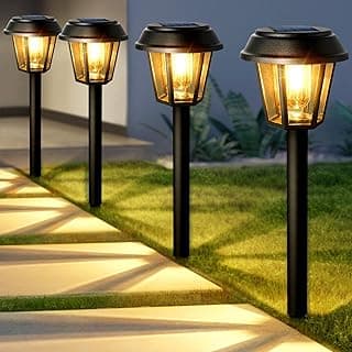 Solar Pathway Lights Outdoor 8 Pack Solar Lights Outdoor Waterproof 3000K Warm White Tungsten Filament Bulb for Yard Garden Landscape Path Driveway Lawn