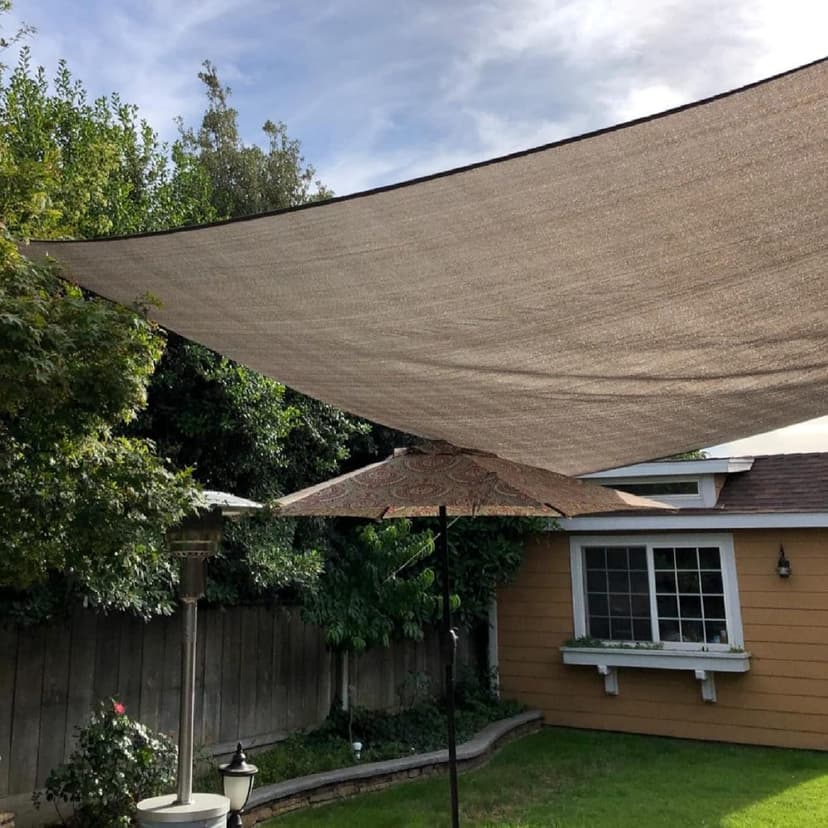 Shade Sail Sun Shade Cloth 9'9"x9'9" Rectangle Outdoor Canopy Outside Sunshade Awning Cover Privacy Screen Net UV Block for Patio Pergola Gazebo Porch Backyard Lawn Garden Outdoor Activities