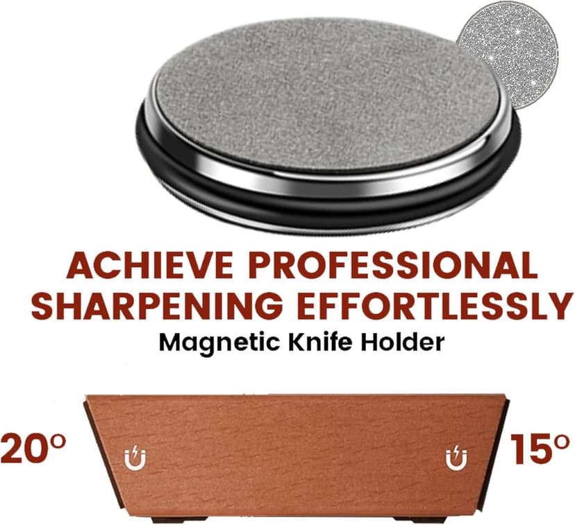 Rolling Knife Sharpener Kit with 2 Extra Discs (Diamond & Ceramic) - 15° & 20° Angles, Magnetic Knife Holder, Ideal for Kitchen, Pocket, Chef, and Hunting Knives