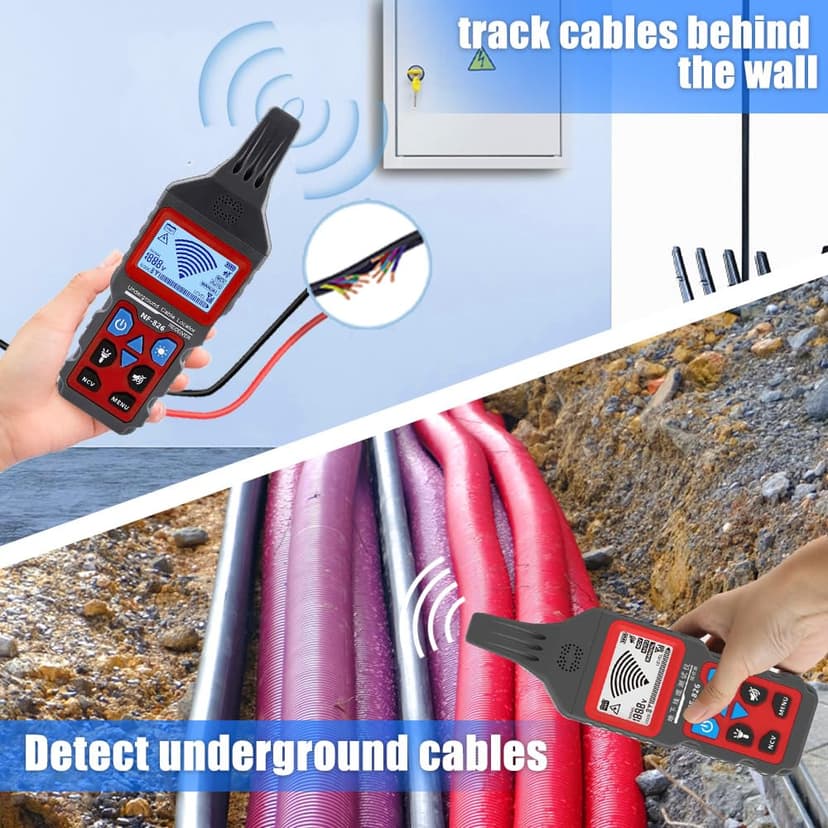 NF-826 Underground Wire Locator & Cable Tracer/Buried Wire Tracer and Cable Locator/Under Ground Circuit Tracer,for Dog Fence Cables Irrigation Control Wires,Tone Generator Kit (Professional Grade)