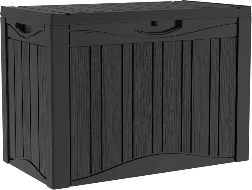 Outdoor Resin Storage Deck Box, 48 Gallon Capacity, Weather-Resistant, Black