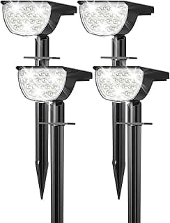Solar Lights Outdoor Waterproof IP65, 76 LED 3 Lighting Modes Solar Spot Lights Outdoor Yard Garden Landscape Pathway (Cool White, 4 Pack)