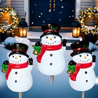 3-Pack Snowman Pathway Lights With Timer, LED Christmas Outdoor Decorations, Waterproof Figure Lights for Garden, Yard, Lawn, Street