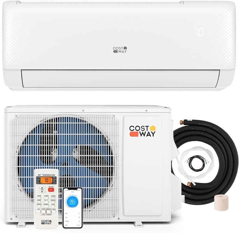 COSTWAY 12000 BTU Mini Split Air Conditioner, with Heat Pump, 22 SEER2 115V Inverter, 24H Timer, Auto Clean, Remote Control for Rooms up to 750 Sq.Ft (Airtural Series)