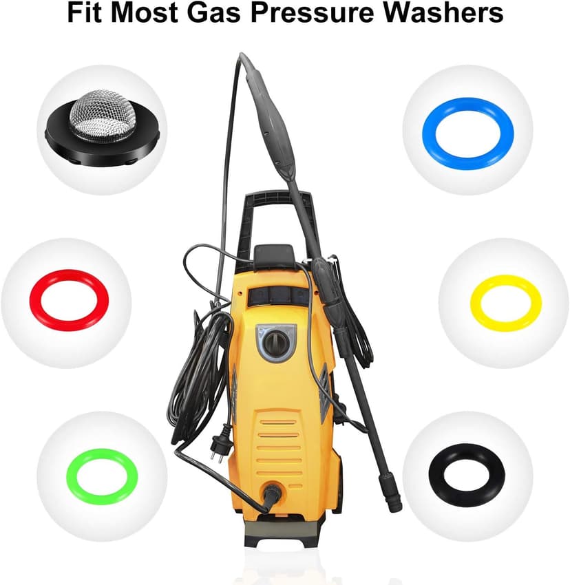 48 Pieces O-Ring Power Pressure Washer Kit 6 Sizes Sealing Stainless Steel Filter for Power Pressure Washers, Pump, Hose, Gun, Wand and Lance