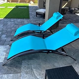 PURPLE LEAF Patio Oversized Chaise Lounge Chair Set with Side Table Poolside Adjustable Recliner Chairs for Outside Beach Outdoor Pool Sunbathing Tanning Lounger