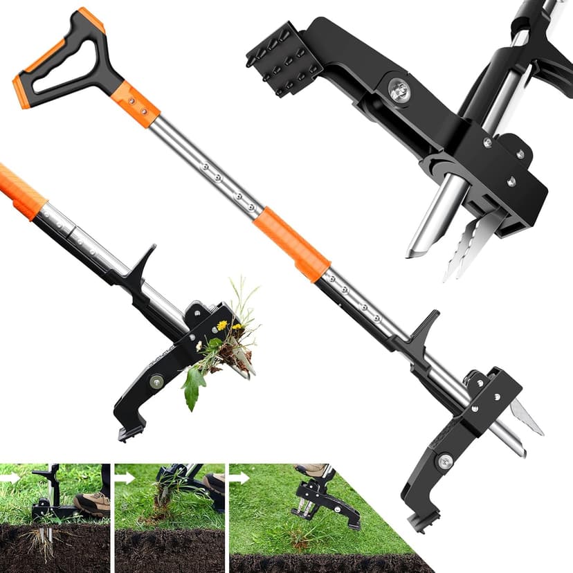 Weed Puller Tool, Heavy Duty Stand Up Weed Puller with 39.3" Long Handle & Tough Stainless Steel Claws, Detachable Gardening Hand Weeding Tool for Lawn Garden Without Bending, Pulling, or Kneeling