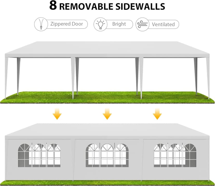 F2C Outdoor Gazebo White Canopy with sidewalls Party Wedding Tent Cater Events Pavilion Beach BBQ Event