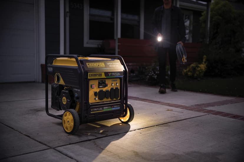 Champion Power Equipment 9000-Watt Electric Start Tri Fuel Home Backup Portable Open Frame Inverter Generator with Quiet Technology and CO Shield