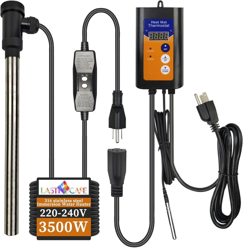 240V 3500W Fully Submersible Portable Electric Hot Tub & Large Pool immersion Water Heater with Thermostat, GFCI Leakage Protection for Bathtubs, Baptismal pool, Buckets, Swimming Pool