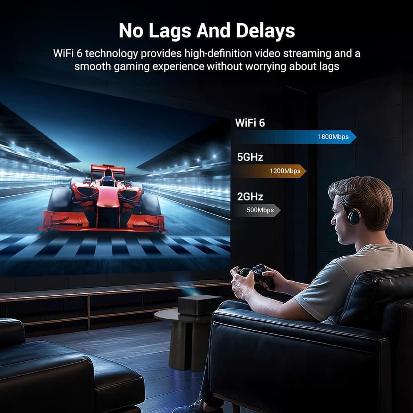 Official Licensed Netflix Smart Projector, HAPPRUN Projector 4K with Wifi and Bluetooth, DoIby Audio, Built-in Apps, Native 1080P 1000ANSI, Electric Focus, Portable Projector for Home Cinema, Bedroom