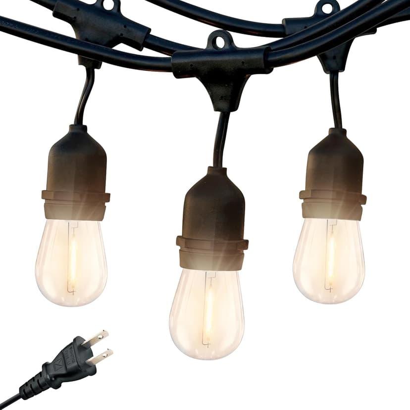Brightech Ambience Pro LED String Lights - 24 Ft Commercial Grade Patio Lights Outdoor Waterproof - 7 Heavy Duty Porch Lights for Outside, Christmas, Backyard - 1W Vintage Edison Bulbs, Dimmable