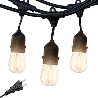 Brightech Ambience Pro LED String Lights - 24 Ft Commercial Grade Patio Lights Outdoor Waterproof - 7 Heavy Duty Porch Lights for Outside, Christmas, Backyard - 1W Vintage Edison Bulbs, Dimmable