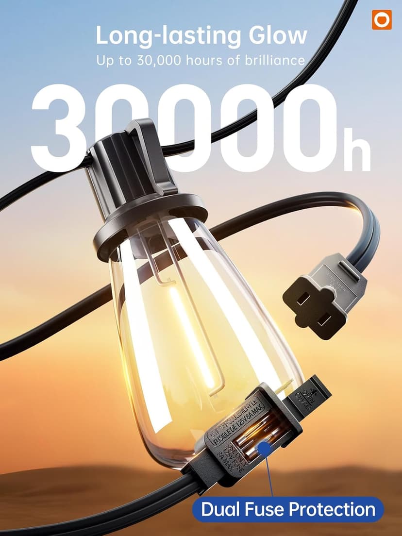 addlon 50FT LED Outdoor String Lights with 16 Shatterproof ST38 Bulbs, Commercial Grade Patio Light, Vintage Outside Hanging Waterproof, Outdoor Connectable for Garden Porch Backyard Balcony