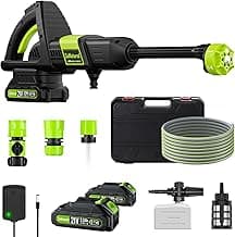 Cordless Pressure Washer, 1070PSI Portable Power Washer with 2 x 3.0Ah Battery, 6-in-1 Nozzle, 3 Speed Adjustment LCD Touch Screen, Handheld High-Pressure Electric Washer for Car/Fence/Floor/Patio