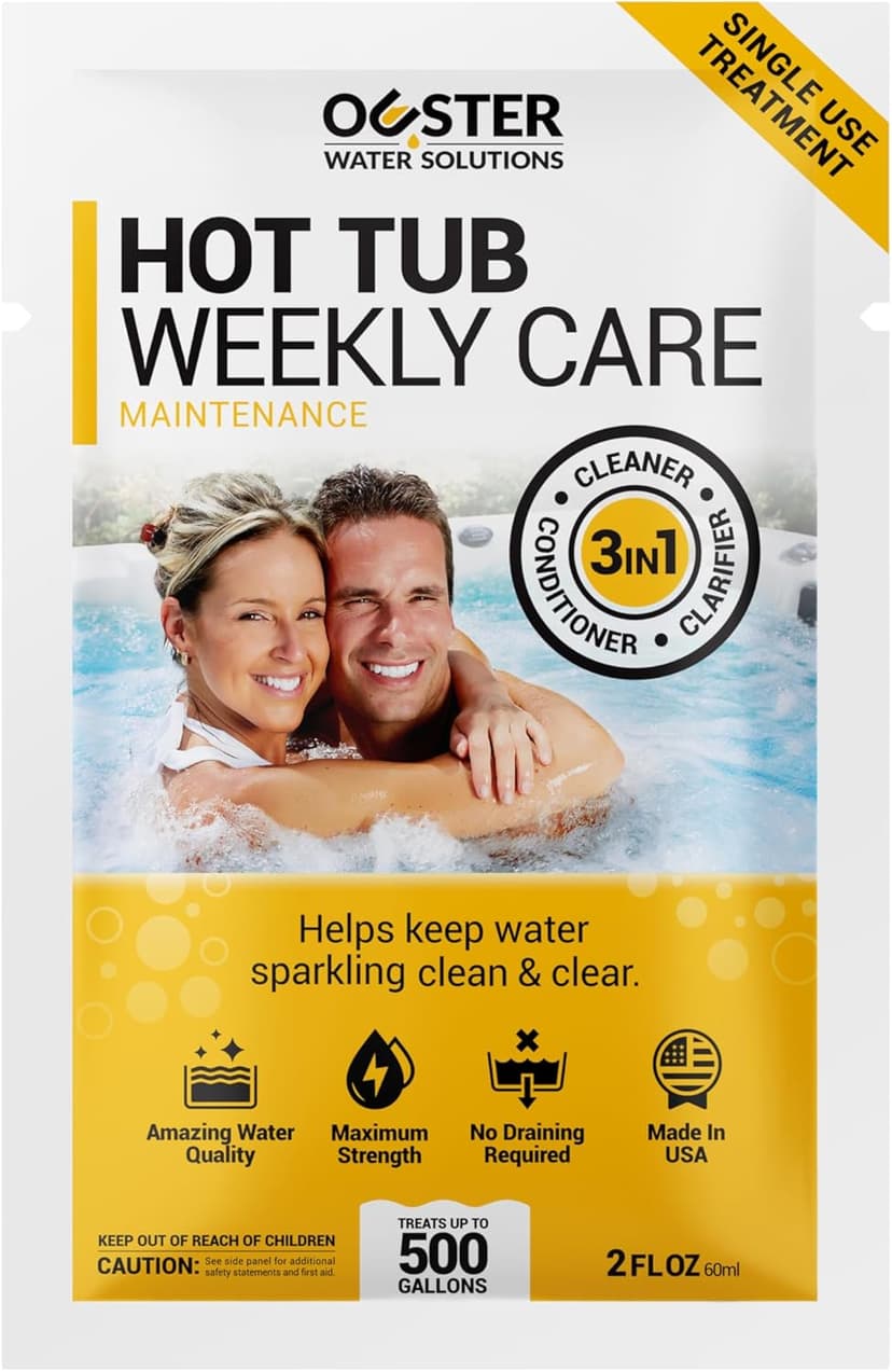 3in1 Weekly Hot Tub Cleaner, Conditioner, Clarifier - Hot Tub Chemicals for Standard & Inflatable Spas - Spa Chemicals for Crystal Clear & Sparkling Clean Water - Made in USA (4 Week Kit)