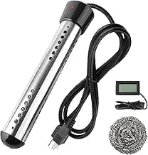 2000W Immersion Water Heater Electric, Portable Bucket Heater with 304 S S, Submersible Bathtub Pool Heater with LCD Thermometer Heats up to 5 Gallons of Water in Minutes