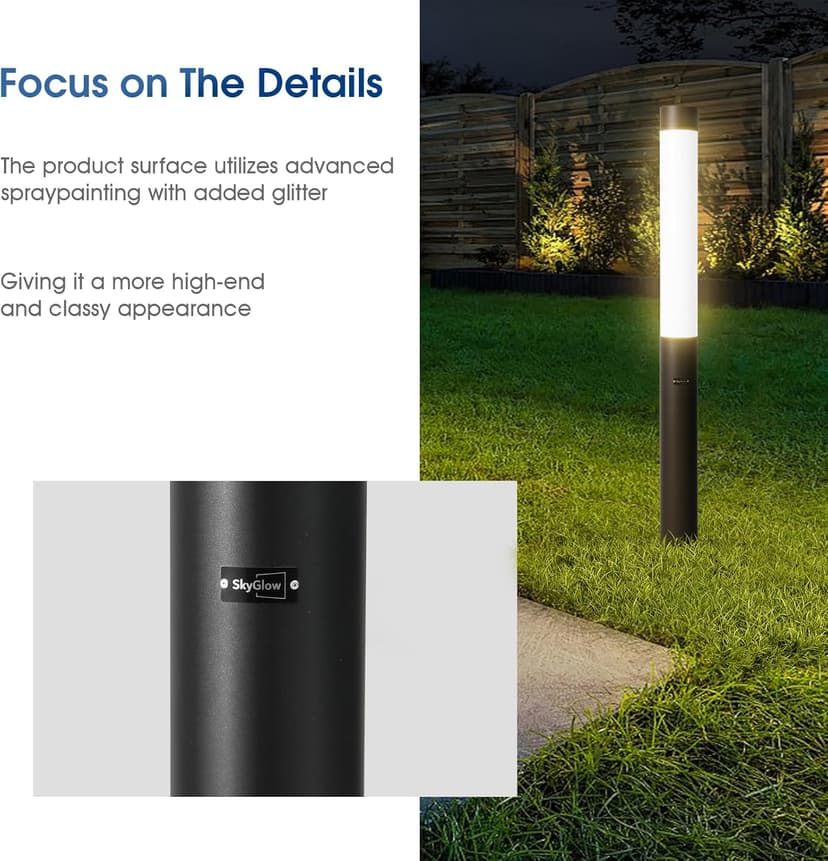 SkyGlow Outdoor Landscape Path Light, 71" Aluminum Lawn Lighting with 20W 2200LM Waterproof IP55 Curb Appeal Luxury Modern with for Garden, Pathway, Bollard, Patio, Courtyard and Driveway Decoration