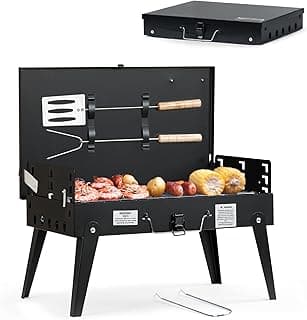 MASTER COOK Portable Charcoal Grill, Foldable BBQ Grill Kit Easy to Carry, Mini Tabletop Grill for Outdoor Camping, Patio and Picnic, 17.1”*10.8”*2.5”