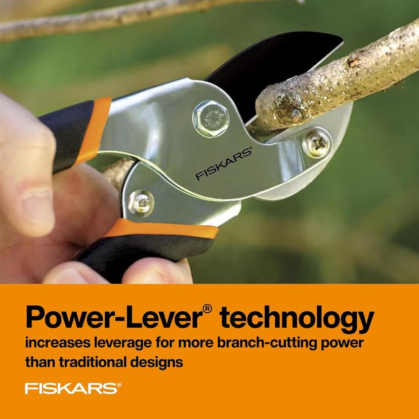 Fiskars Anvil Pruner, 5/8-Inch Cut Capacity Branch Cutter with Power-Lever Technology That Provides More Cutting Power, Best for Dry, Dead Stems and Small Branches