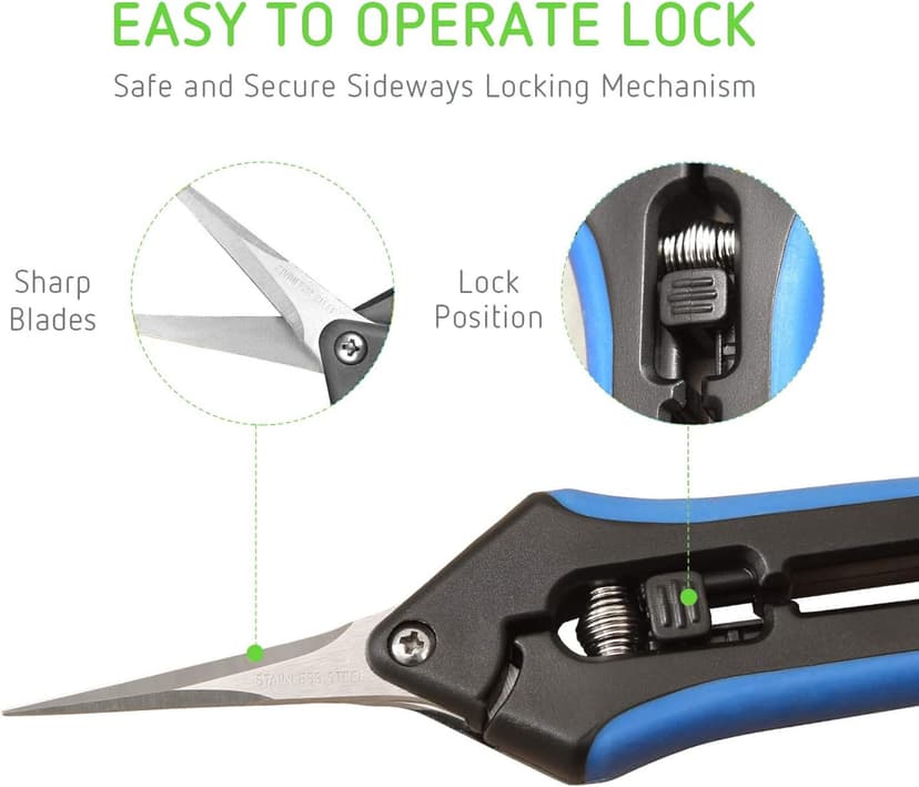 LDK 2Pack Straight Blade and Curved Blade Gardening Hand Pruner, Pruning Snip Pruning Shears, Garden Trimming Scissors with Stainless Steel Blades