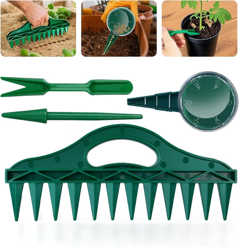 Seed Spreader 4PCS Sowing Seeds Dispenser Set Mini Seed Dispenser for Small Seeds Handheld Seed Planter Tool Seed Dibber Multifunctional Seed Spacer Gardening Tools
