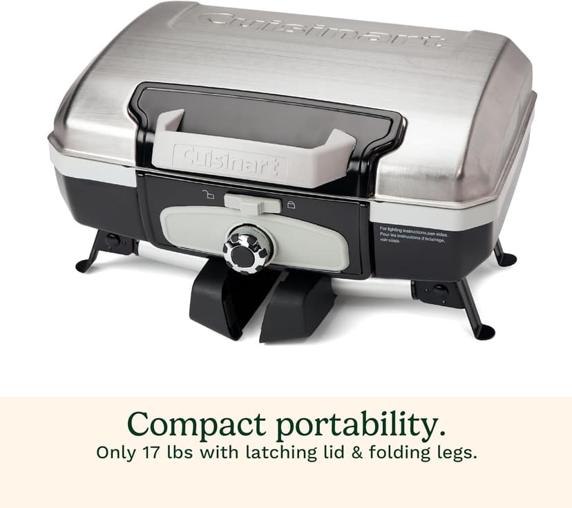 Cuisinart CGG-180TS Petit Gourmet Portable Tabletop Gas Grill, Stainless Steel