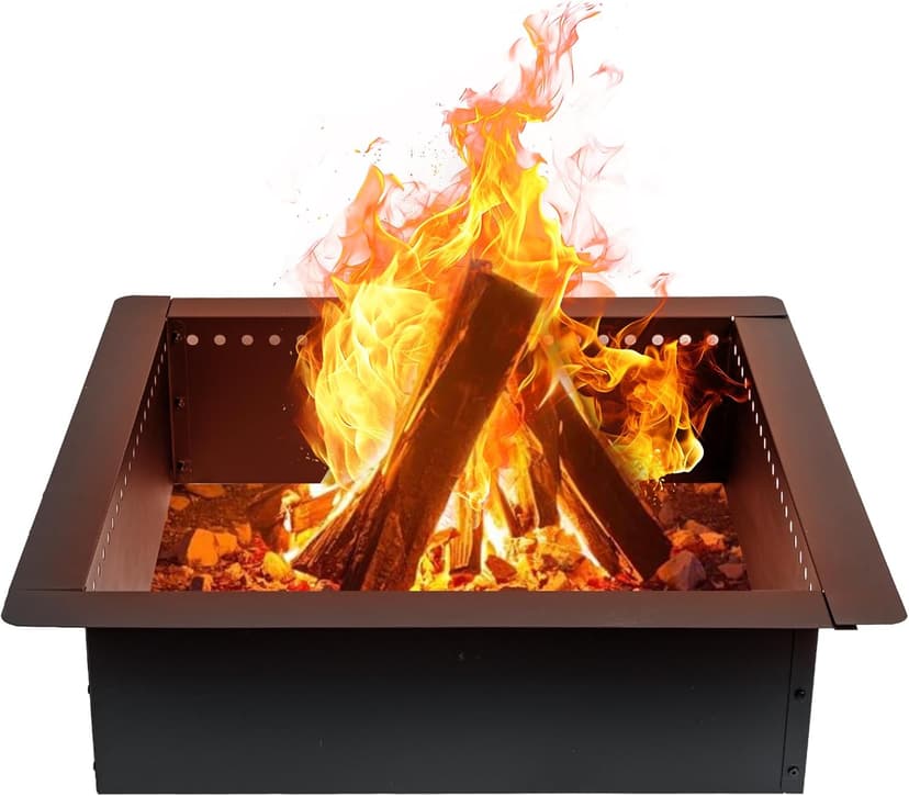 42 inch Square Fire Pit Ring, Heavy Duty Fire Ring, DIY Campfire Insert Above or In-Ground, for Outdoor, Camping, and Bonfires