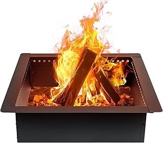 42 inch Square Fire Pit Ring, Heavy Duty Fire Ring, DIY Campfire Insert Above or In-Ground, for Outdoor, Camping, and Bonfires